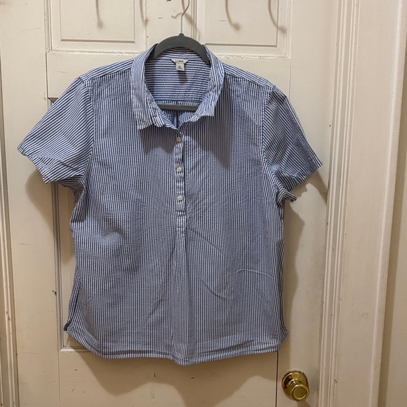 L.L. Bean Tops - L.L. Bean Blue and White Striped Shirt
